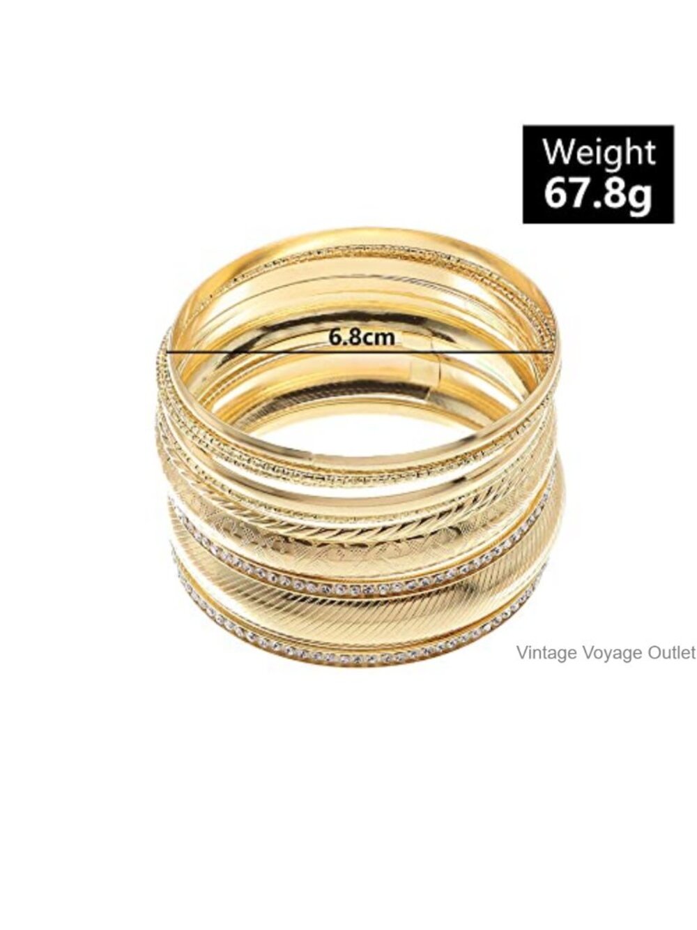 Boho Multi Cuff Bangle Bracelet Set Gold Rhinestone Pearl Stackable - Picture 2 of 5